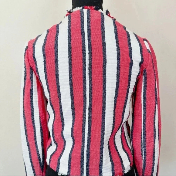 ZARA  Frayed Striped Full Zip Jacket - Picture 3 of 16